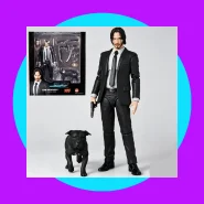 John Wick Action Figure com o cachorro e acessórios