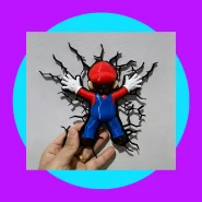 Super Mario Quebrando a Parede 3D Ímã de Geladeira