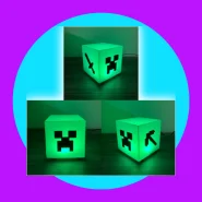 Luminária Minecraft Verde De Mesa Cubo