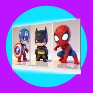 Trio Quadros Super Heróis Geek Decoração Capitão América Batman e Homem-Aranha Infantil