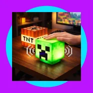 Luminária Creeper TNT Minecraft LED Noturna Toque com Som