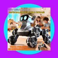 Cachorro Robô Inteligente com Controle Remoto – 8 Rodas e Sensores de Mão