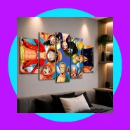 Quadro 5 Peças Para Sala One Piece Anime 3d