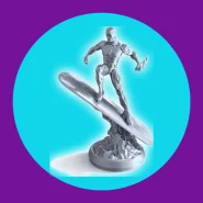 Surfista Prateado Estátua Decorativa 19cm