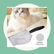 Pá Peneira de Areia Coletora Higiênica Pet Gato Cachorro Lagarto Aço Inox - Caixa de Areia