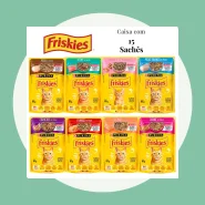 Kit 15 unid Sachê Friskies Alimento Úmido Gatos Carne Frango Atum Peixe Branco Cordeiro Salmão Peru