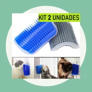 Kit com 2 Escova Parede Gato Brinquedo Pet Tira Pelos