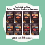 Ração Úmida Gatos Castrados Salmão Frango Granplus 18 Sachês