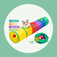 Túnel Colorido Gato Interativo Cachorro Labirinto Dobrável Pet