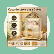Gaiola Para Gatos Grande Transparente Modular Com Rodinhas 360 Graus