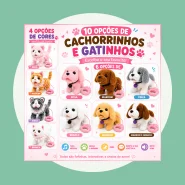 Pelucia Pet Filhotes Cachorrinho e Gatinho que Andam Late Lambe Abana