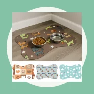 Tapete para Comedouro Pet Antiderrapante Ossinho 29cm x 43cm