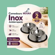 Kit 2 Tigela Comedouro Pote EM AÇO INOX BASE DE BORRACHA.