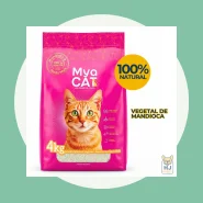 Areia Gatos Mya Cat 100% Mandioca Biodegradável Grãos Finos Higiênica