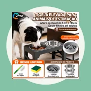 Comedouro Elevado em Inox para Cães
