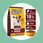 Ração Cachorro Pingo Cães Adultos 15kg sem Corantes 18% Proteína