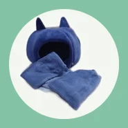 Cama Toca do Gato, com almofada e uma manta pet