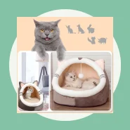 Cama Cabana Pet Formato de Gato Toca com Bolinha