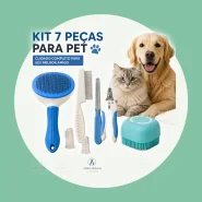 Kit Pet 7 Peças para Cães e Gatos com Escova