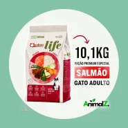 Ração Quatree Life 10.1kg Gatos Adultos Salmão e Arroz 10kg
