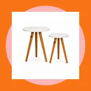 Kit 2 Mesa Pé Palito Lateral Tampo de Mdf Mesa Decorativa Retrô Vintage Sala de Estar
