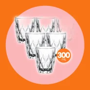 Jogo 6 Copo Vidro Diamond 300ml Conjunto Mesa Posta Água Suco Cozinha Decoração Presente