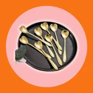 Kit 10 Colheres Coração Fofa para Cozinha Mesa Posta Douradas Café Sobremesa Chá Aço Inoxidável Envio imediato