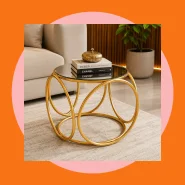 Mesinha Mesa de Centro Apoio Redonda com Tampo Espelho Elegante Moderna para Sala de Estar