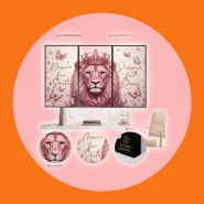 Kit 3 Quadros decorativos LEÃO ROSA MODERNO LINDO NUNCA FOI SORTE SEMPRE FOI DEUS sala quarto 122x60