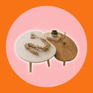 Conjunto Mesa de Centro Sala de Estar Design Orgânico Moderna