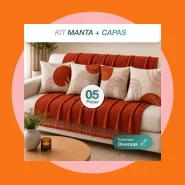 Kit Manta Decorativa P 4 Capas de Almofadas Estampa Digital