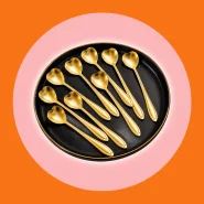 Kit 10 Colheres Coração Fofa para Cozinha Mesa Posta Douradas