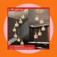 Luminária Pendente Longa para Sala de Estar, Decorativa de Cristal