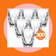 Jogo 6 Copo Vidro Diamond 300ml Conjunto Mesa Posta Água