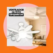 Ventilador Luminária LED 6 Pás Lâmpada Soquete Bocal E27 Teto