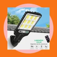 Luminária Solar Parede 108 Cob LED Luz Frio Prova D'água