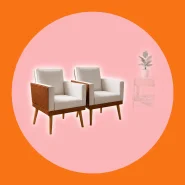 Kit 2 Poltronas Decorativa Sala Decorativas Lis Corino Peroba