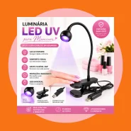Luminária LED Uv Ultravioleta de Mesa com Garra Presilha USB