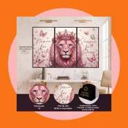 Kit 3 Quadros Decorativos Leão Moderno Lindo Nunca Foi Sorte