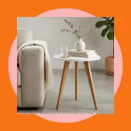 Mesa Lateral Redonda Decorativa MDF 30cm para Sala Quarto Pé