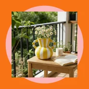 Vaso de Cerâmica com Listras Retrô, Decoração de Casa Minimalista