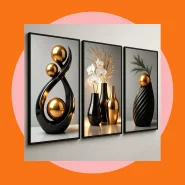 Kit 3 Quadros Decorativos Geometria Abstrata Estilo Zen Moderno