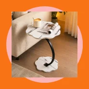 Mesa de Apoio para Sofá 60cm Tampo Marmorizado para Sala de Estar