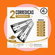 Kit Par Corrediça Telescopica para Gaveta Armario Trilho Light 25cm