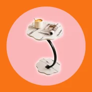 Mesa de Apoio para Sofá 60cm Mesa Lateral Decorativa Estilo Moderno Tampo Marmorizado para Sala de Estar