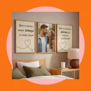 Quadros 3 Peças Decorativos Personalizados com Foto Casal Frases Que