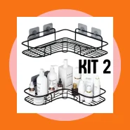 Kit 2 Prateleiras Suporte com Alto Adesivos para Parede Banheiro