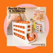 Porta Ovos 4 Andares Rolante em Plástico para Geladeira Organizador
