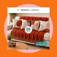 Kit Manta Decorativa P 4 Capas de Almofadas Estampa Digital