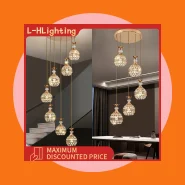Luminária Pendente Longa para Sala de Estar, Decorativa de Cristal